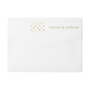Modern White & Gold Polka Dots Wedding Wrap Around Label