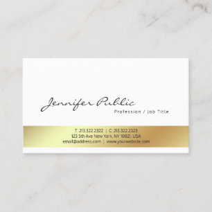Modern White Gold Professional Stylish Plain Business Card