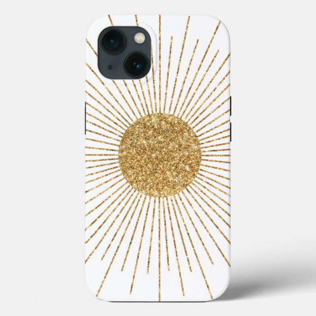 Modern White Gold Shining Sun Case-Mate iPhone Case (Back)