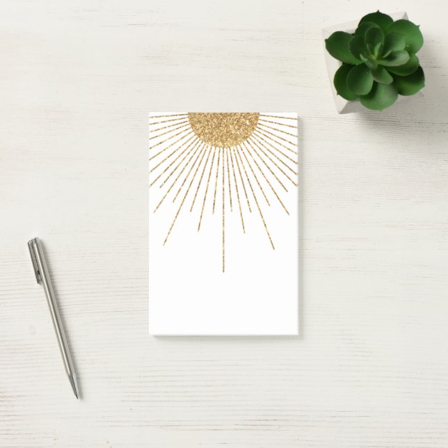 Modern White Gold Shining Sun Post-it Notes (Office)