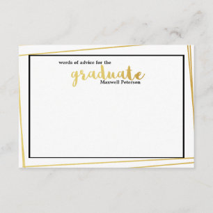 Modern White & Gold Striped Word of Advice Invitation
