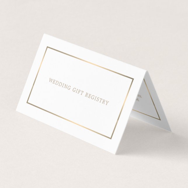 Modern White & Gold With Photo Gift Registry Card (Front)