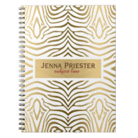 Modern White & Gold Zebra Stripes Pattern