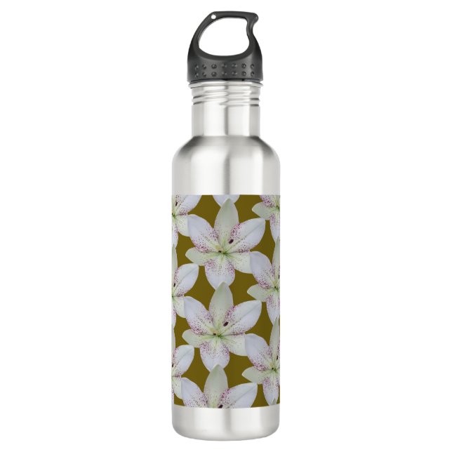 Modern White Golden-rayed lily  Flower       710 Ml Water Bottle (Front)