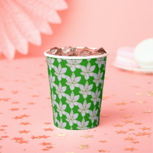 Modern White Golden-rayed lily Flower Pattern   Paper Cups