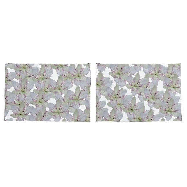 Modern White Golden-rayed lily Flower Pattern   Pillowcase (Back-Set)