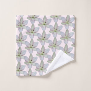 Modern White Golden-rayed lily Flower Pattern Wash Cloth