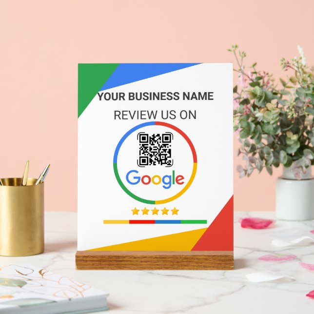 Modern White Google Review QR Code Acrylic Sign (Wedding)