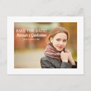Modern White Graduation Save Date Landscape Photo Postcard