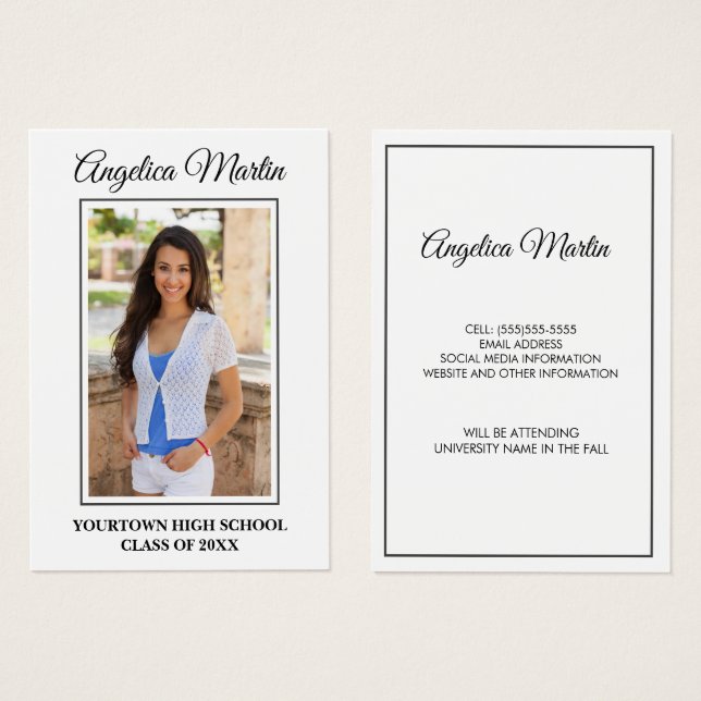 Modern White Graduation Vertical Photo Profile (Front & Back)