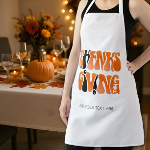 Modern White Graffiti Thanksgiving Autumn Fall  Apron