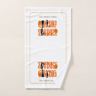 Modern White Graffiti Thanksgiving Autumn Fall Hand Towel