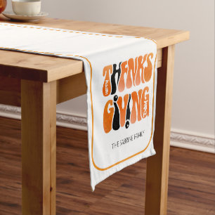 Modern White Graffiti Thanksgiving Autumn Fall  Medium Table Runner