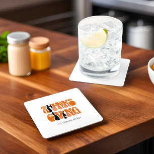 Modern White Graffiti Thanksgiving Autumn Fall Square Paper Coaster