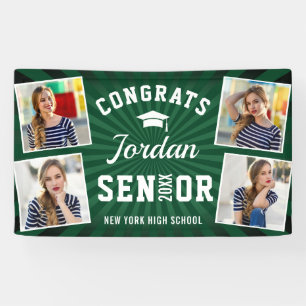 Modern White Green Graduation Class of 2024 PHOTO Banner