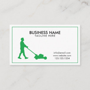 Modern White & Green Landscaper Lawn Care Service Business Card