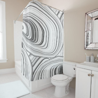 Modern White Grey Abstract Pattern Shower Curtain
