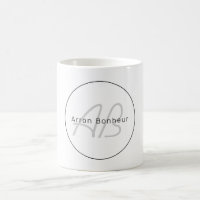 Modern White Grey & Black | Cool Name & Monogram