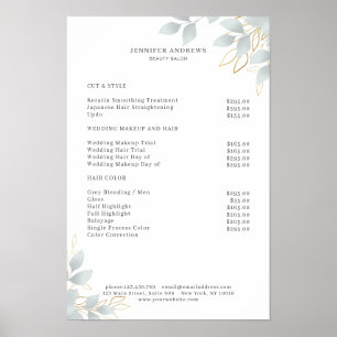 Modern White Grey Leafy Poster