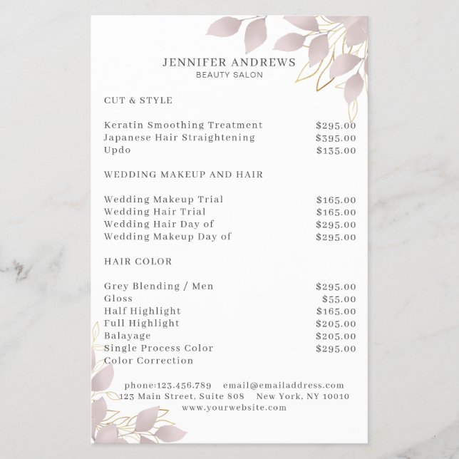 Modern, White Grey-Pink Leafy Flyer (Front)