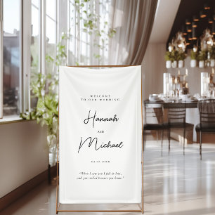 Modern, White, Handwriting Font, Wedding Welcome  Banner
