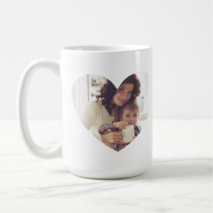 Modern White Heart Photo Frame Best Mom Ever Coffee Mug