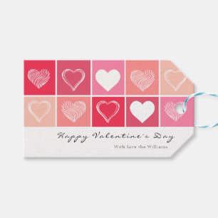 Modern white hearts red and pink colours Valentine Gift Tags
