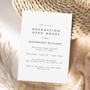 Modern White High School Graduation Invitation