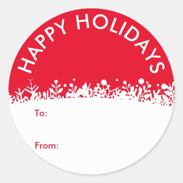Modern White Holidays Botanical Snowflake Custom Classic Round Sticker (Front)