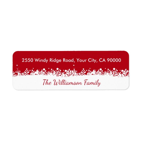 Modern White Holidays Botanical Snowflake Custom Return Address Label