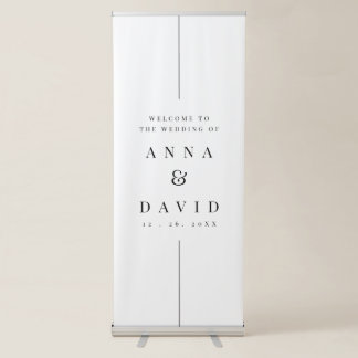 Modern White | Inline Minimal Wedding Welcome Retractable Banner