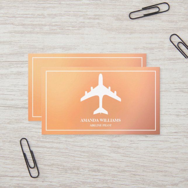 Modern White Jet Aircraft Airline Airplane Pilot Business Card (Front/Back In Situ)