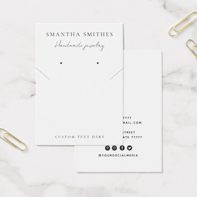 Modern White Jewelry necklace earring display Card (Office)