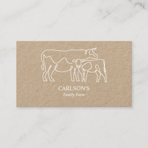 Modern White Kraft Family Cattle Farm  Business Card