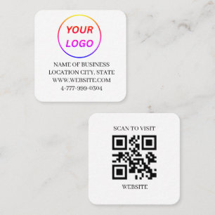 Modern White Logo QR Code Scan Website Square Busi Business Card