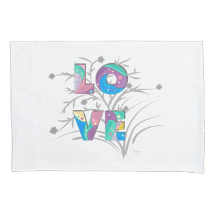 Modern White LOVE with Flowers Unique Pillow Case