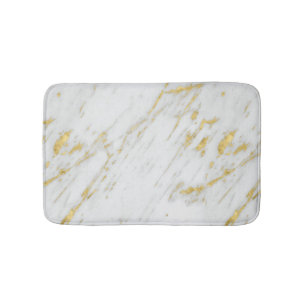 Modern White Marble And Gold Glitter Bath Mat