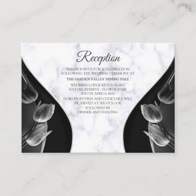 Modern White Marble Black Abstract Enclosure Card (Front)