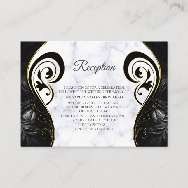 Modern White Marble Black Abstract Enclosure Card (Front)