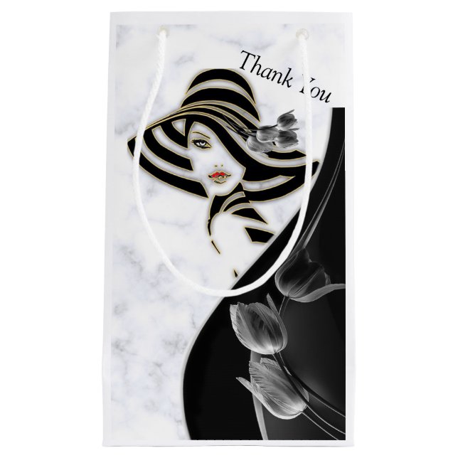 Modern White - Marble Black Abstract Gift Bag (Front)