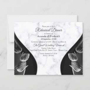 Modern White Marble Black Abstract Invitation