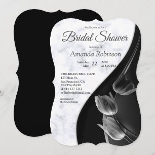 Modern White - Marble Black Abstract Invitation