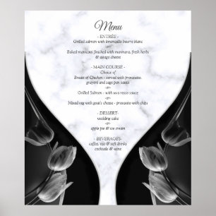 Modern White - Marble Black Abstract Menu Poster