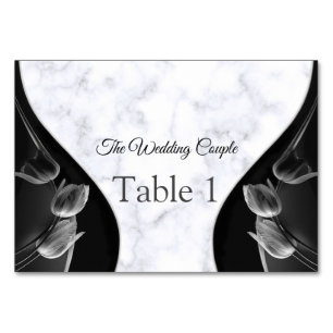 Modern White Marble Black Abstract Table cards