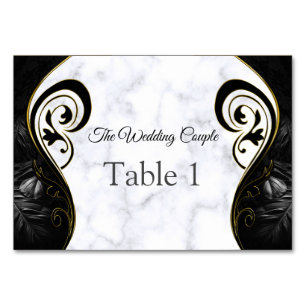 Modern White Marble Black Abstract Table cards