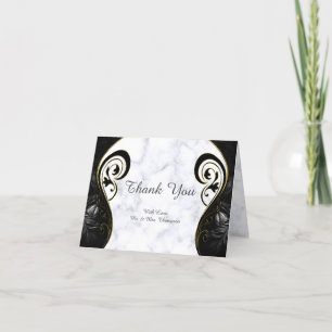 Modern White - Marble Black Abstract Thank You