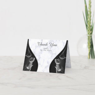 Modern White - Marble Black Abstract Thank You