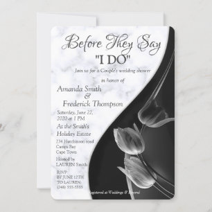 Modern White Marble Black Abstract Wedding Shower Invitation