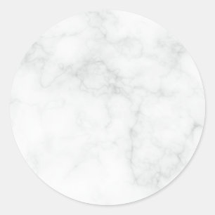 Modern White Marble Classic Round Sticker
