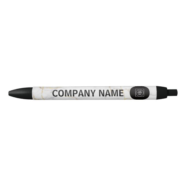 Modern White Marble Corporate Logo Design pen (Front)